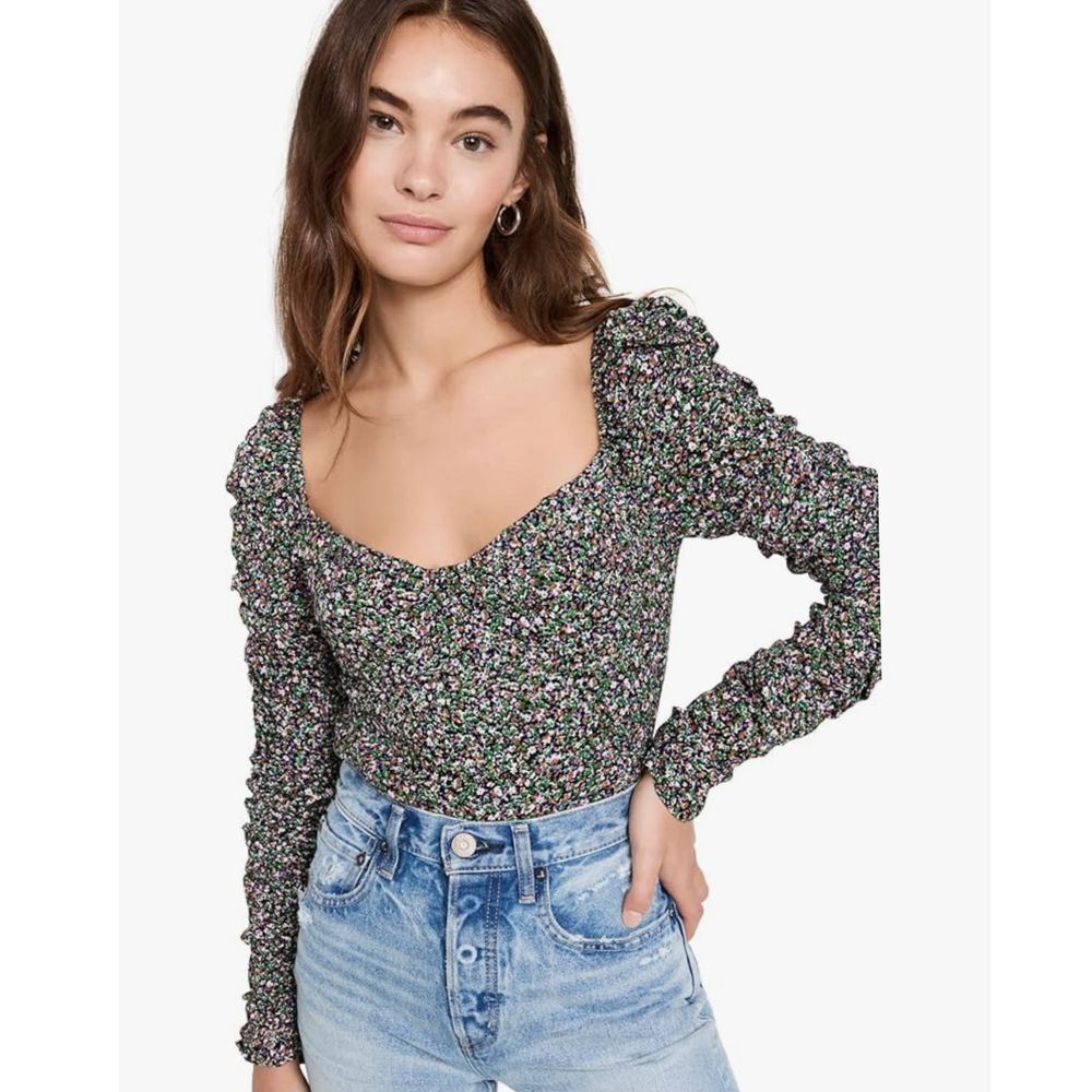 NWT women's ASTR the label livie touched long sleeve crop‎ top size L